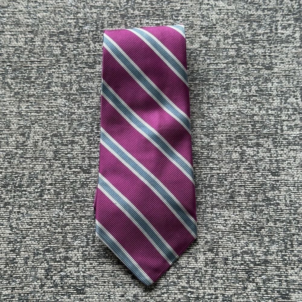 Brooks Brothers Basics Purple Blue Stripe Silk Tie USA Repp Necktie Classic Prep
